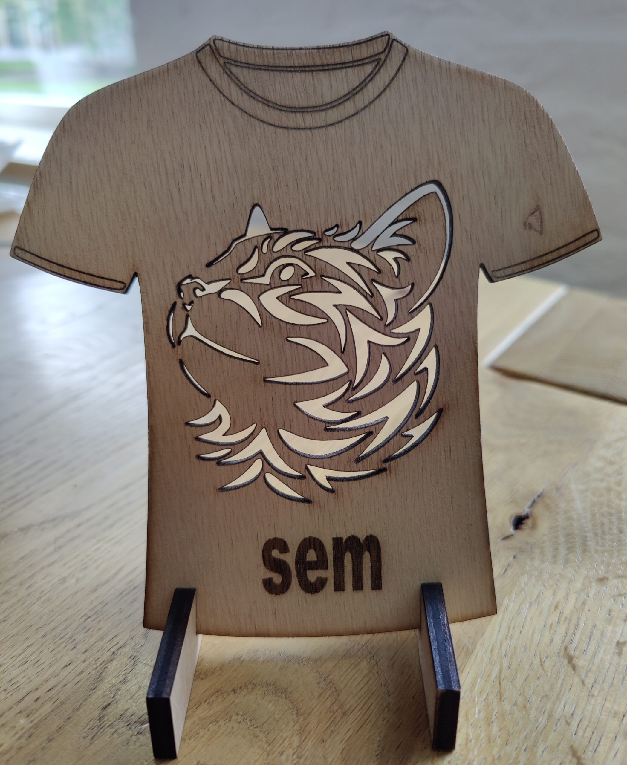 Houten t-shirt kat